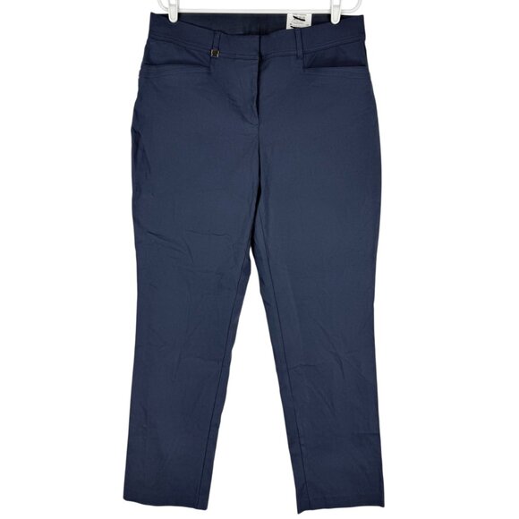 JM Collection Women's Curvy Fit Straight Tummy Control Navy Stretch Pants 14 NWT - Picture 1 of 9